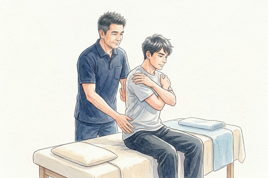 体を動かして気分よく過ごしている男性